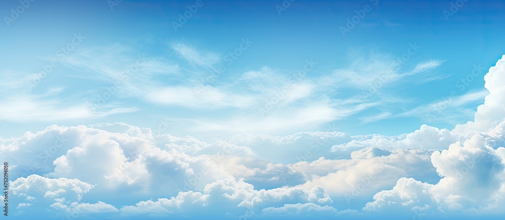 Majestic Plane Soars Across Blue Sky Canvas with Dreamy White Cloud Palette Majestic Plane Soars Across Blue Sky Canvas with Dreamy White Cloud Palette