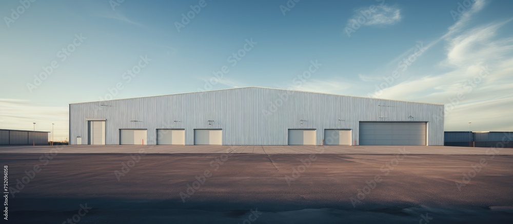 Modern Industrial Facility with Dual Entrances in Bright Daylight