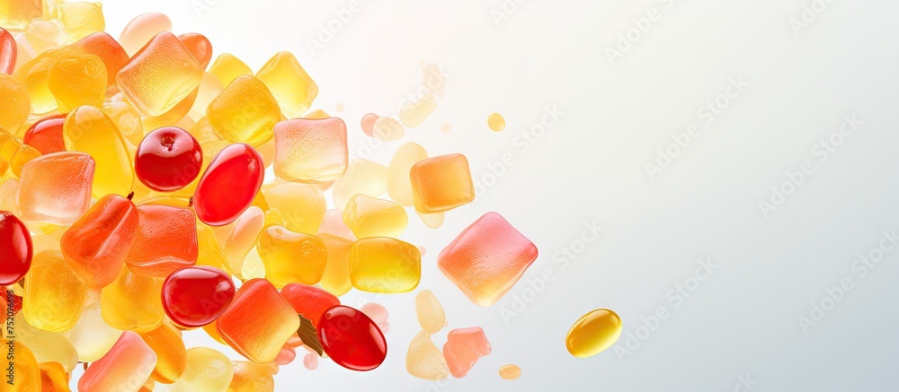 Colorful Jelly Beans Scattered on a White Background - Sweet and Vibrant Treats for All Ages Colorful Jelly Beans Scattered on a White Background - Sweet and Vibrant Treats for All Ages