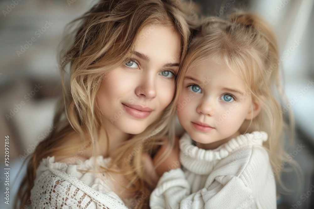 Mother and Daughter Sharing a Tender Embrace. Generative ai Mother and Daughter Sharing a Tender Embrace. Generative ai