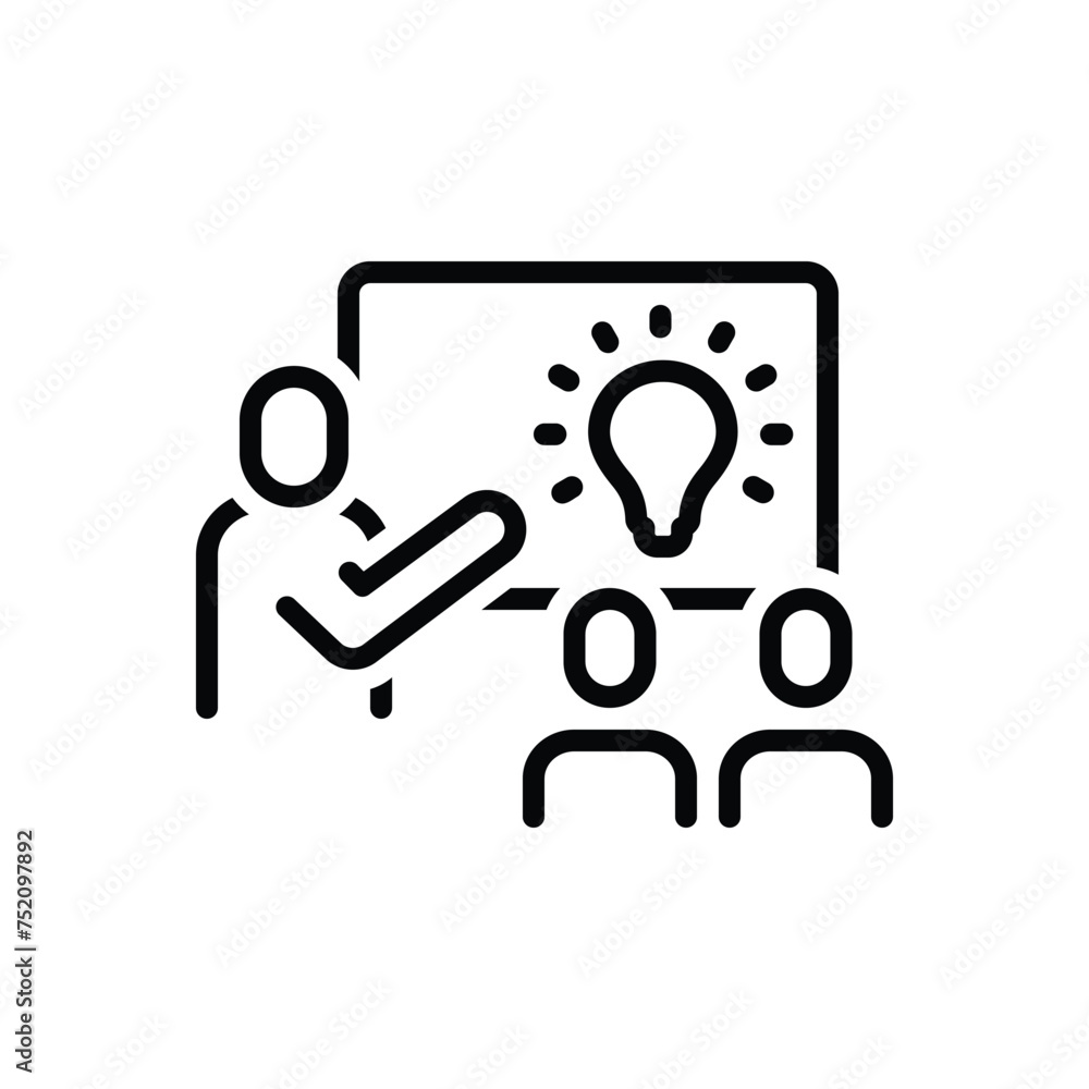 Black line icon for idea presentation Black line icon for idea presentation