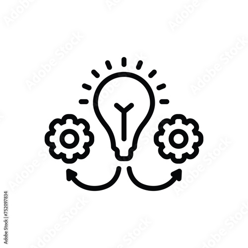 Black line icon for idea execution