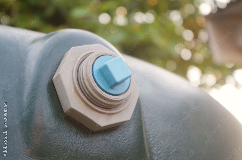 Blue plastic plug for closing the water system on large water tanks Blue plastic plug for closing the water system on large water tanks