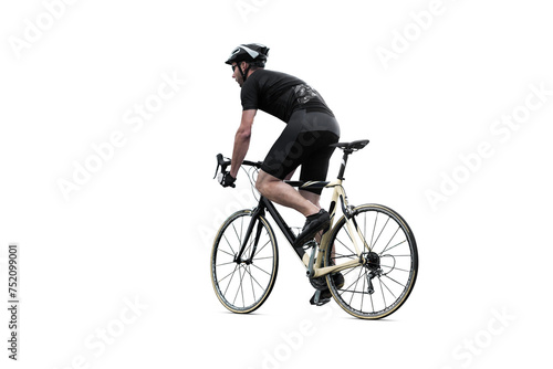 Cyclist Riding a Road Bike - Isolated from Background