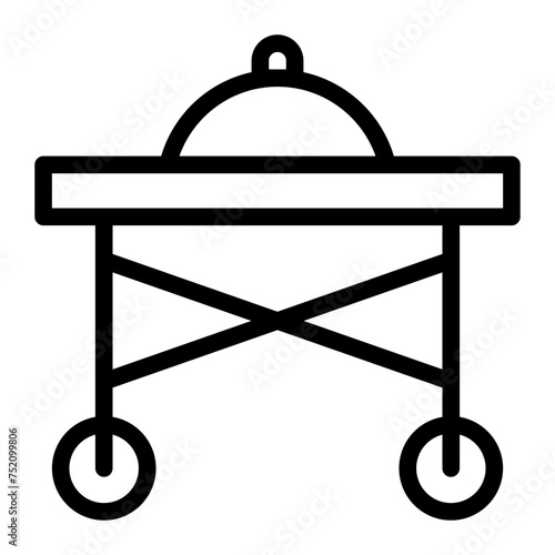 This is the Food Trolley icon from the Travel and Tours icon collection with an Outline style
