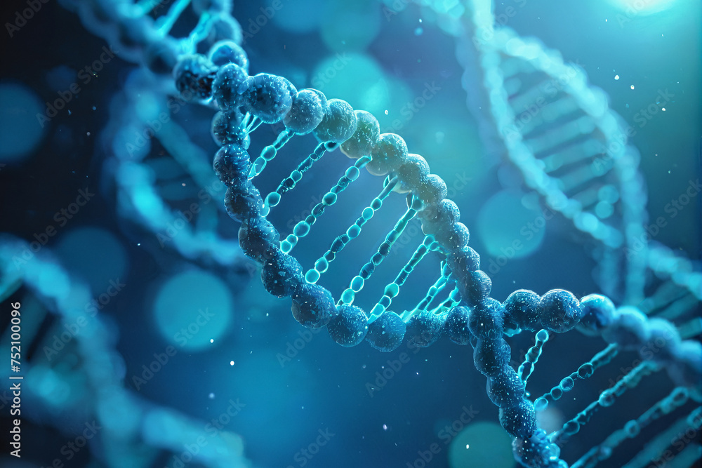 blue dna gene molecule structure closeup on bokeh background blue dna gene molecule structure closeup on bokeh background