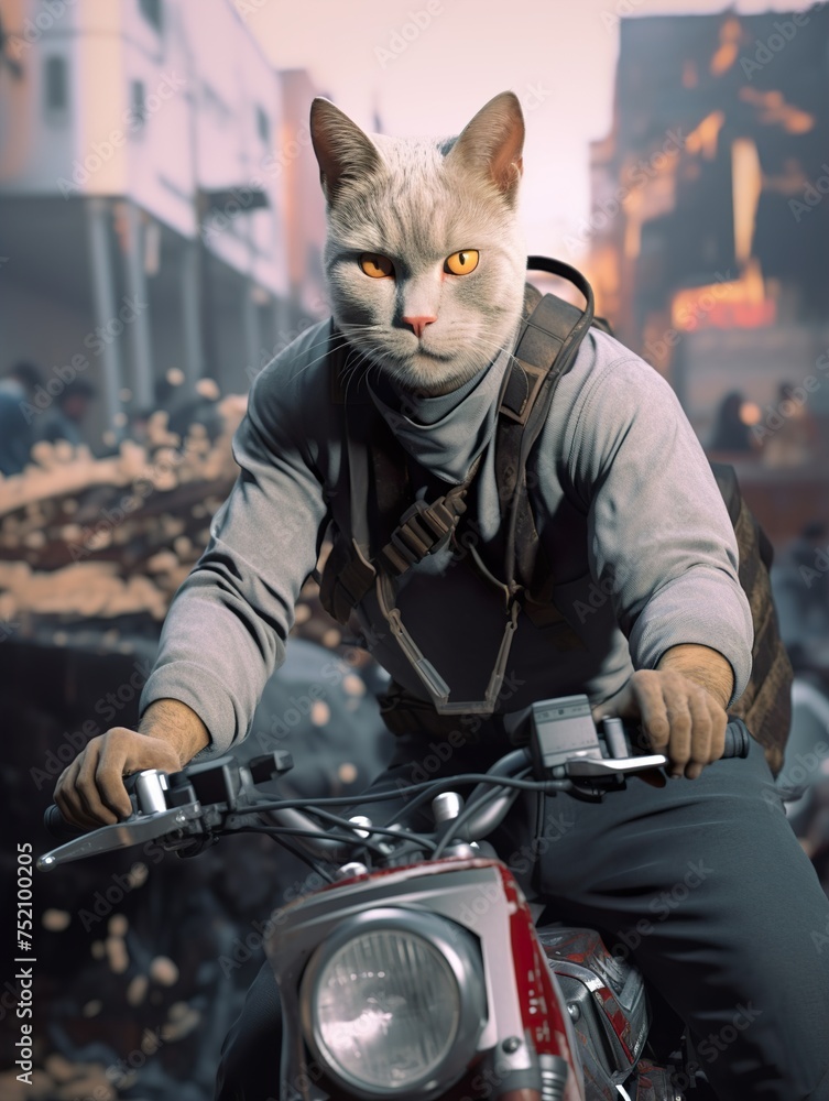 cat sitting on a motorcycle