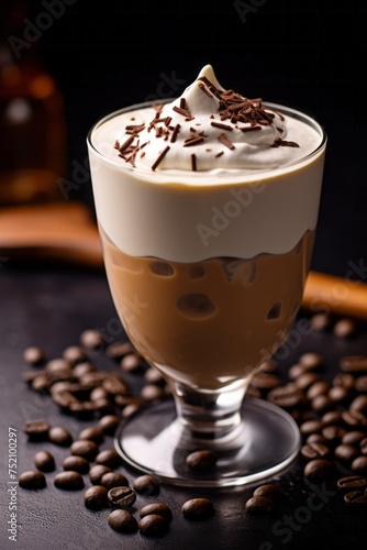 A creamy mudslide cocktail blended with Irish cream, coffee liqueur, and vodka photo