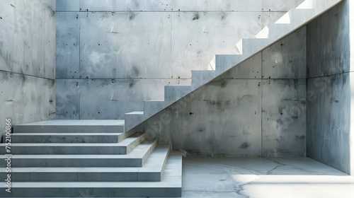 modern staircase in concrete interior, 3d rendering photo