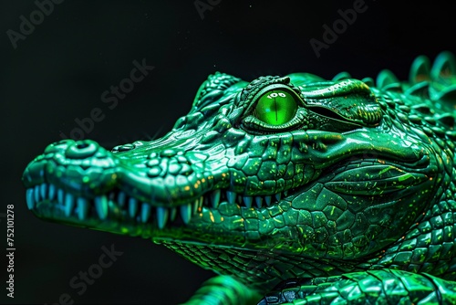 a green crocodile with sharp teeth