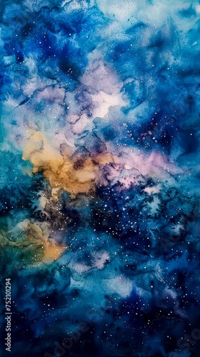 Ethereal blend of watercolor hues paints a celestial masterpiece for your mobile background. ,mobile phone wallpaper © VicenSanh