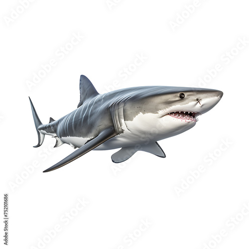 Ferocious white shark on transparent background PNG