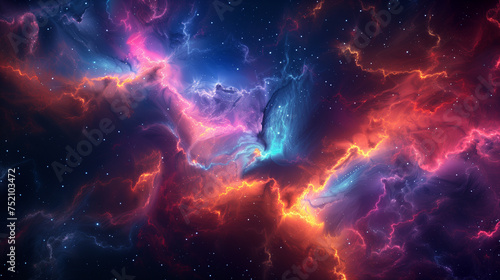 A Vivid Interplay of Colors and Lights in Space