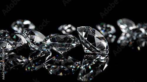 Shiny diamonds on black background