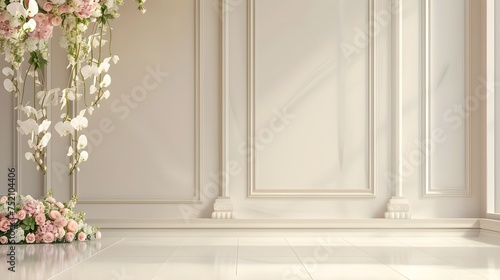 wedding interior wall background with floor andcspace for text 