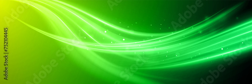 Green soft waves flow. Nature eco background. 3D vector glossy flowing waves.