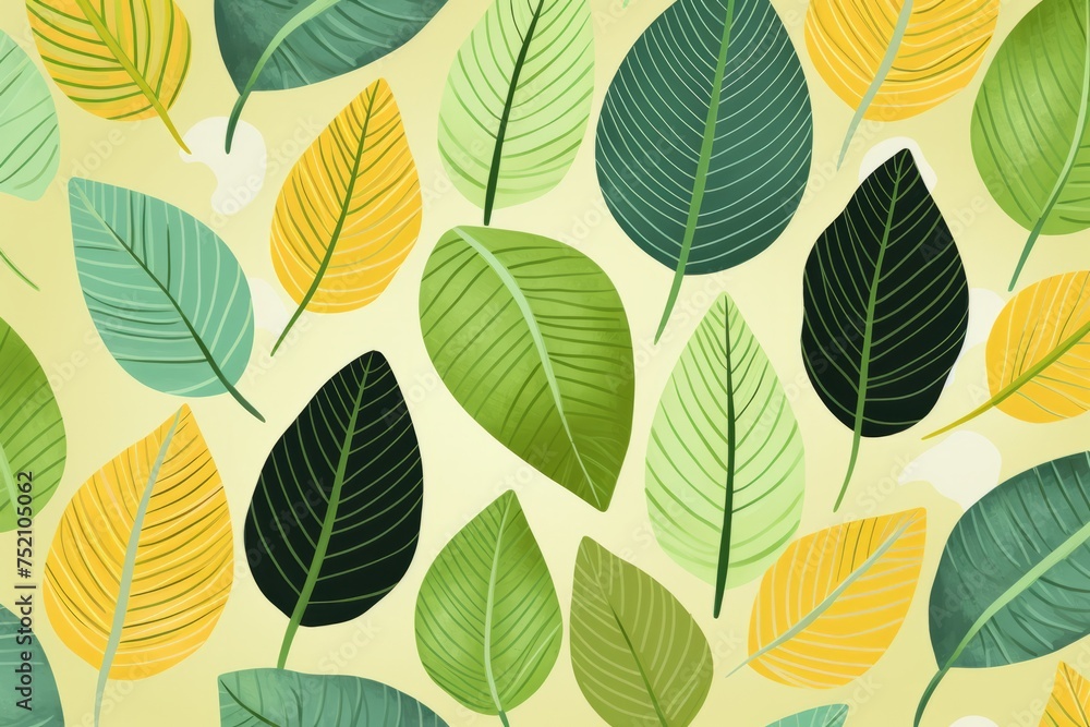 Playful and lively background featuring a cheerful leaf pattern, creating a sense of joy and nature's beauty, Generative AI