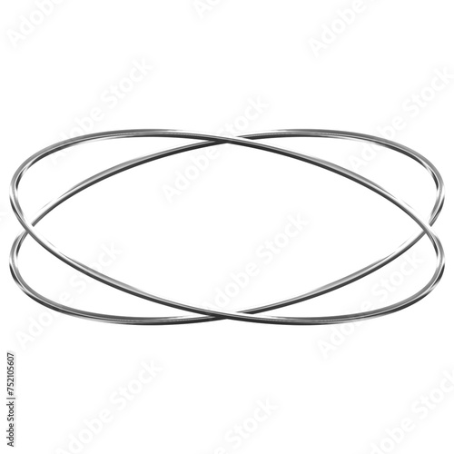 3d chrome oval frame border in y2k style isolated. Futuristic metal geometric shapes frame in trendy 90s style.