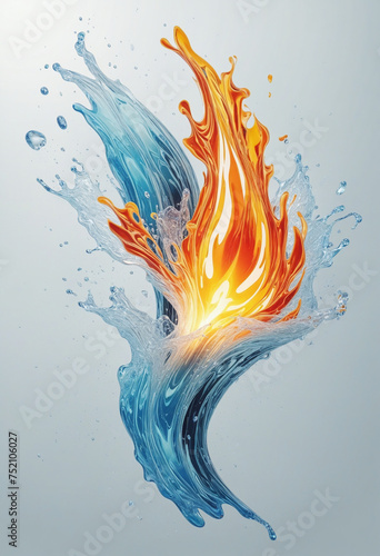 liquid fire flames splash frozen in an abstract futuristic 3d texture isolated on a transparent background
