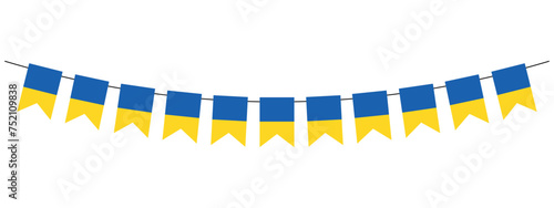 Ukraine flag garland, pennants on a rope for Ukrainian National Holiday, bunting decorative pennants, panoramic vector illustration