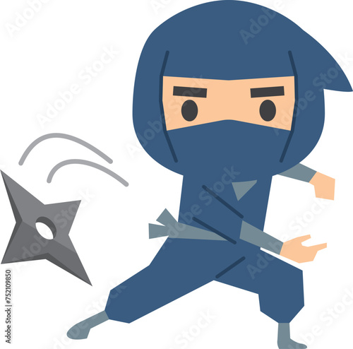 手裏剣を投げている忍者のイメージイラスト