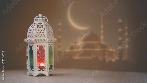 Festive greeting card for Muslim holy month Ramadan Kareem.