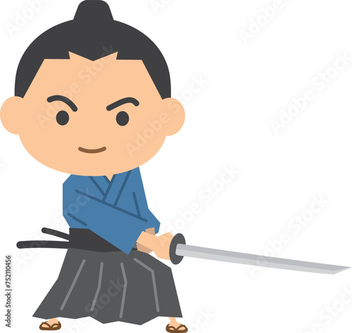 刀を振り下ろしている侍のイメージイラスト
