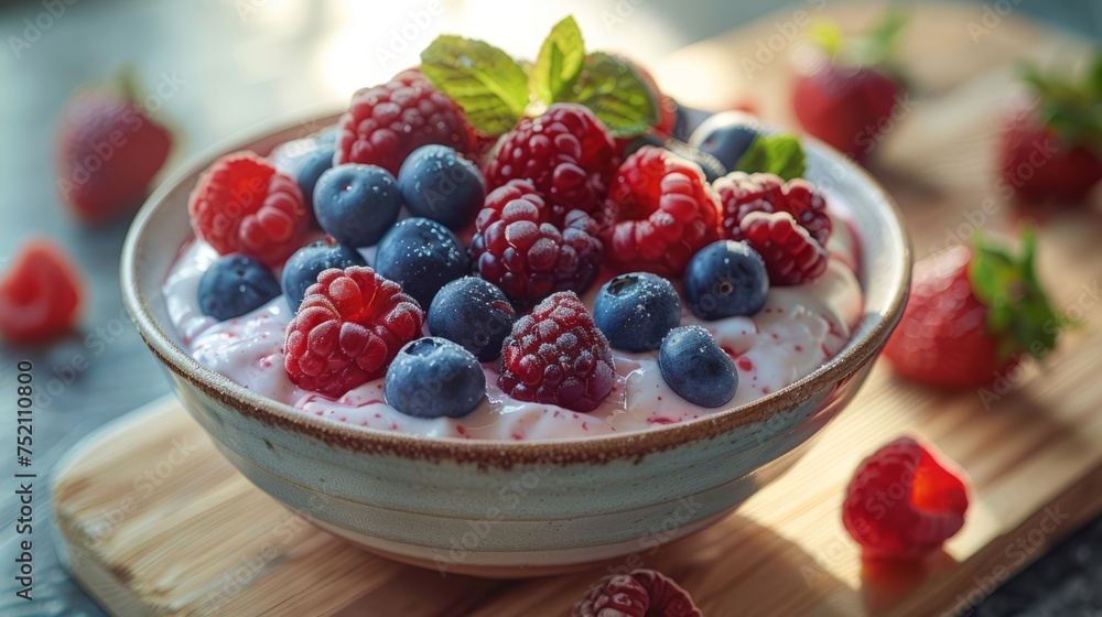 blueberry raspberry blackberry smoothie bowl, green, garnish, fresh, healthy blueberry raspberry blackberry smoothie bowl, green, garnish, fresh, healthy