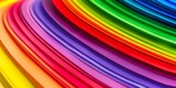 Curved lines of rainbow colors, abstract vivid art on a saturated backdrop.