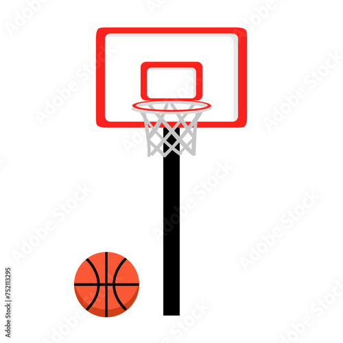 Basketball ring with ball isolated on white background. Basketball banner