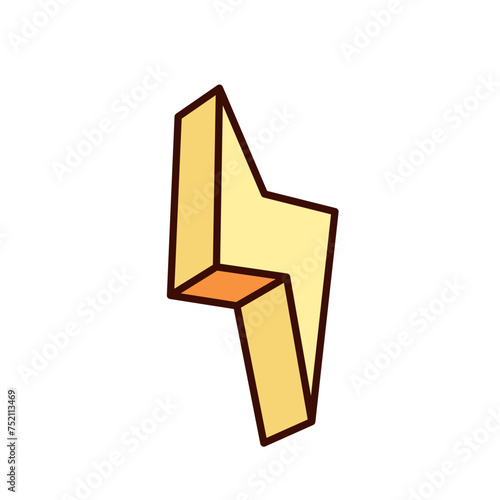 Groovy cartoon yellow lightning bolt. Funny retro electric flash and fast thunderbolt, blitz creative idea and brainstorm mascot, cartoon energy bolt sticker of 70s 80s style vector illustration