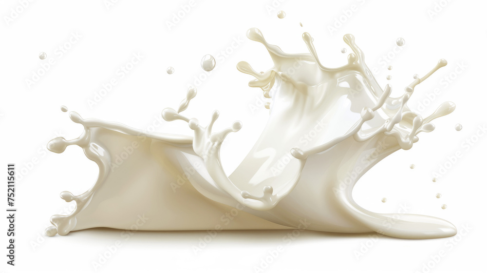 Dynamic splash of milk or cream isolated on white background Dynamic splash of milk or cream isolated on white background
