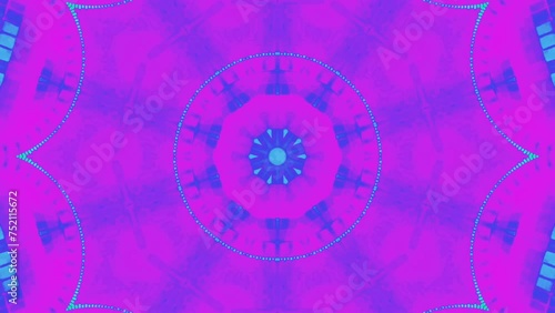 Kaleidoscopic blue-emerald patterns on a pink and lilac background, motion abstract pattern