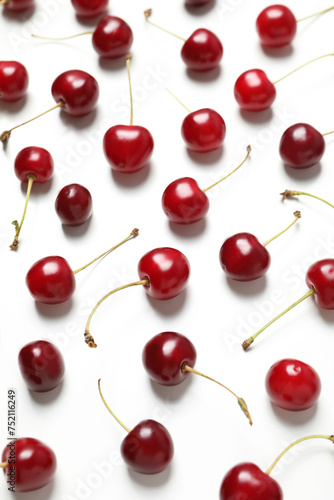 Ripe juicy cherry fruits on a white background