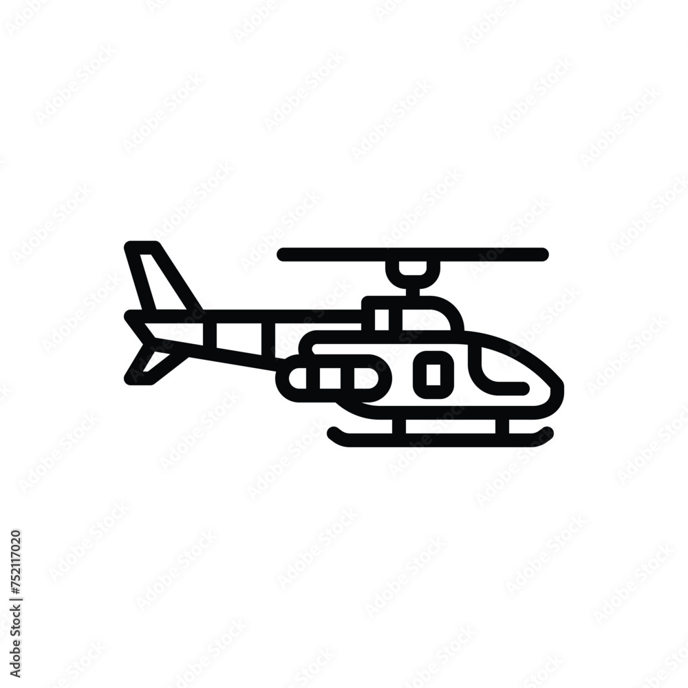 Black line icon for helicopter