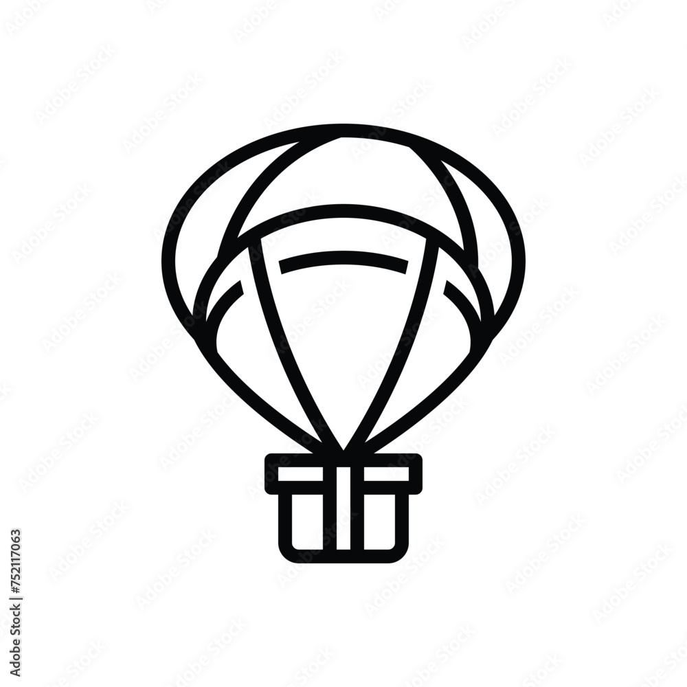 Black line icon for parachute