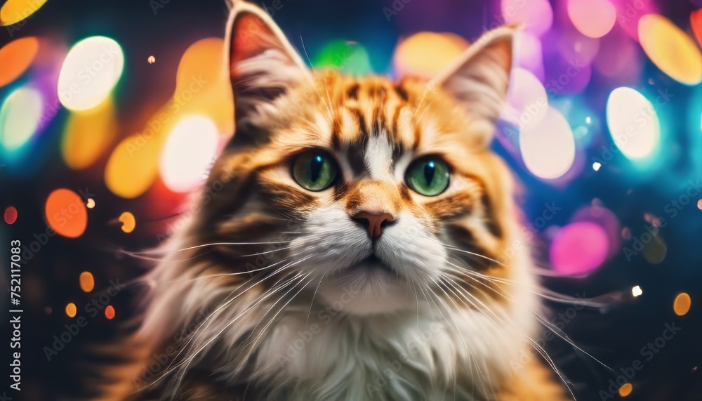 Obraz premium view of aesthetic funny cat with colorful image background