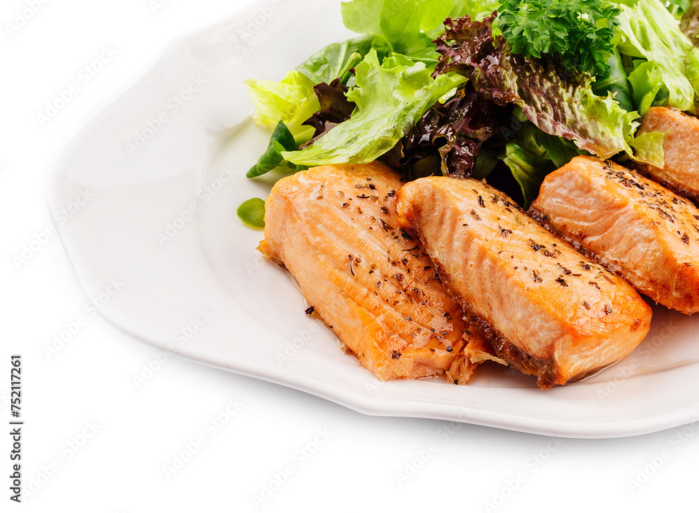 Delicious grilled roasted salmon fillets or steaks Delicious grilled roasted salmon fillets or steaks