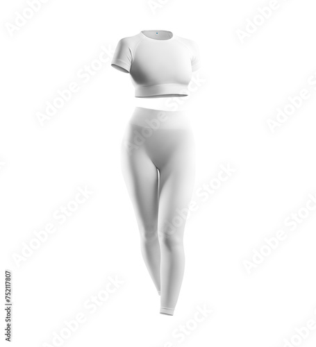 Close up view modern realistic isolated women s aerobic suit on plain background  suitable for women fitness equipment project.