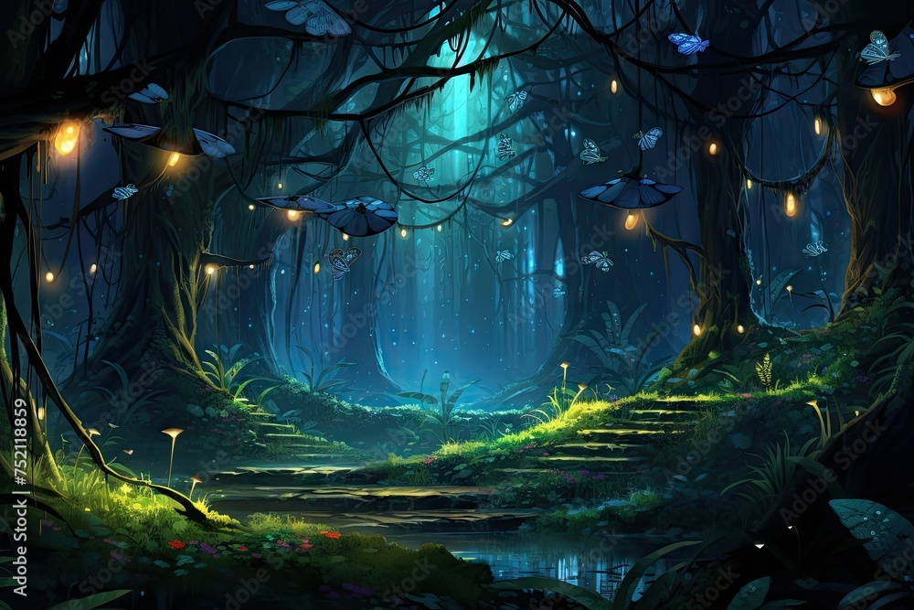 Serene Firefly Forest