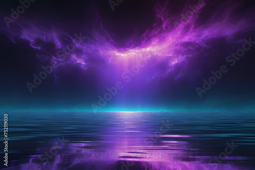Frame and smoke art with swirls of purple and blue hues on black background