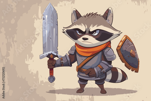 cartoon racoon in medieval costume