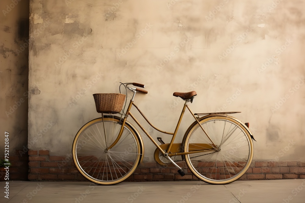 Vintage Bicycle: A retro bicycle against a weathered brick wall, invoking a sense of nostalgia.

