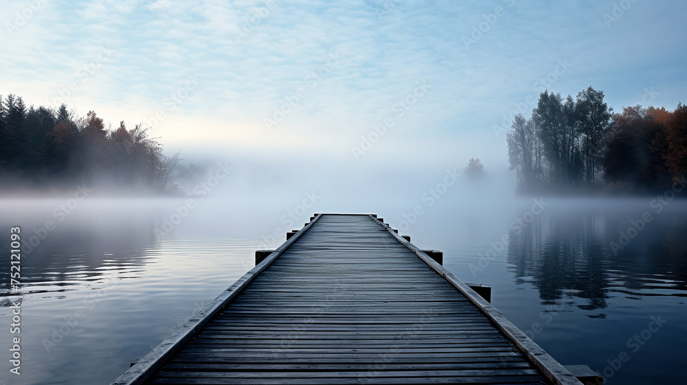 Obraz premium The lake is beautiful and calm in the morning.