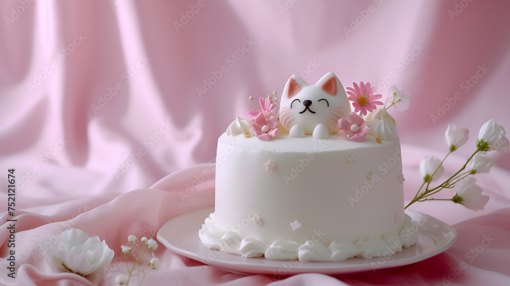 Overloaded cake with pink background Overloaded cake with pink background