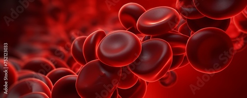 
Sickle Cell Anemia: Crescent-shaped red blood cells, against a stark red background, highlighting the condition's severity photo
