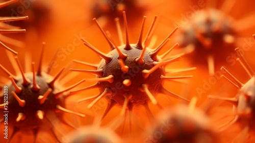 
Activated Platelets: Showing the spiky form of activated platelets, against a vibrant orange background, representing emergency and healing photo