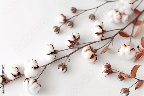 a branch with cotton flowers