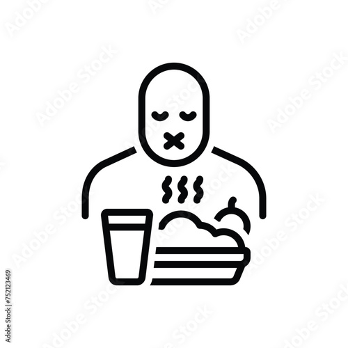 Black line icon for eating disorders