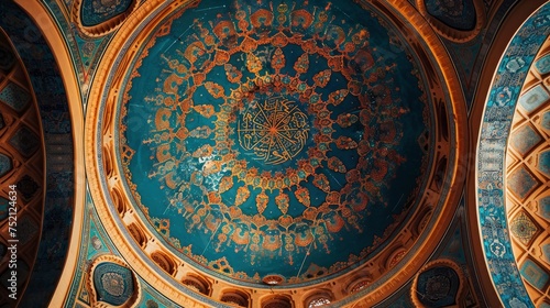 Sacred Serenity  Mosque Dome Adorned with Islamic Patterns  Providing Space for Writing Amidst Reverent Beauty